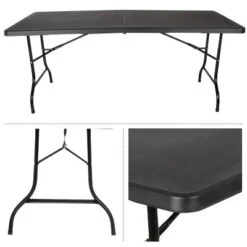 Folding Table - Lightweight Portable Folding Desk - 6-Foot-Long Plastic Table For Camping, Playing Cards, Parties, And Dining By Everyday Home (Black) -Baxton Studio Shop GUEST c8853898 7f55 4953 91bf e44284031841