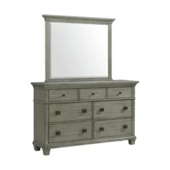 Clovis 7 Drawer Dresser And Mirror Gray - Picket House Furnishings