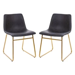 Emma And Oliver 18 Inch Indoor Dining Table Chairs, LeatherSoft Upholstery-Set Of 2 -Baxton Studio Shop GUEST c8b6a279 f052 4af0 ae45 29b196fa54c2