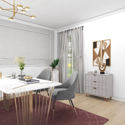 Contemporary Carved Woven Pattern 3 Drawer Wood Cabinet White - Olivia & May 12 Contemporary Carved Woven Pattern 3 Drawer Wood Cabinet White - Olivia & May - Image 12