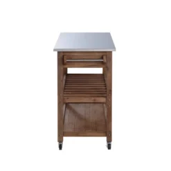 Sonoma Kitchen Cart With Stainless Steel Top Wire Brush Barnwood Brown - Boraam -Baxton Studio Shop GUEST cadc5f93 7981 46e0 869b e551813c9a21