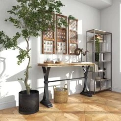 Industrial Wood Console Table Brown - Olivia & May -Baxton Studio Shop GUEST cb248ecd c236 4c11 8c9d d3d3473bb189