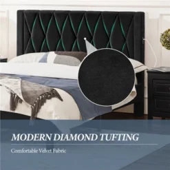 Yaheetech Upholstered Bed Frame With Built-In USB Ports -Baxton Studio Shop GUEST cb3a4f7c c358 4403 98f3 d003774fee61