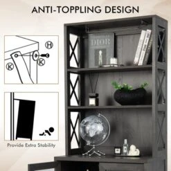 Costway Tall Freestanding Bar Cabinet Kitchen Buffet W/ Glass Holder & Adjustable Shelf -Baxton Studio Shop GUEST cb6b9b5c 7e9e 4781 94e0 7b63231b19d8