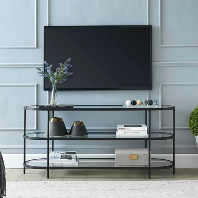 Black Bronze Oval TV Stand - Henn&Hart 3 Black Bronze Oval TV Stand - Henn&Hart - Image 3