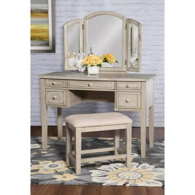 Sophie Vanity And Stool White Wash - Powell Company 1 Sophie Vanity And Stool White Wash - Powell Company