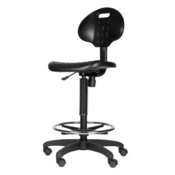 22"-32" Adjustable Height Polyurethane Task Office Chair Black- Hampden Furnishings