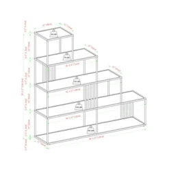 55.5" Modern 4 Shelf With Metal Bar Room Divider Bookcase Coastal Oak/Black - Saracina Home -Baxton Studio Shop GUEST cc7da339 0cfb 4594 9f54 82cb5df98f11