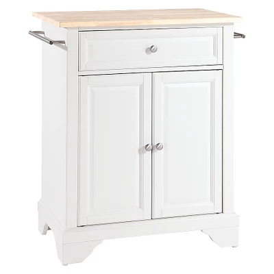 LaFayette Natural Wood Top Portable Kitchen Island - White - Crosley 1 LaFayette Natural Wood Top Portable Kitchen Island - White - Crosley