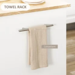 HOMCOM Rolling Kitchen Island Cart, Portable Serving Trolley Table With Drawer, Adjustable Shelf And 2 Towel Racks, Cream White -Baxton Studio Shop GUEST cce156df 1289 4573 81cc 297c6037502c