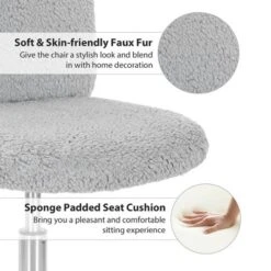 Costway Armless Faux Fur Leisure Office Chair Adjustable Swivel Task Chair -Baxton Studio Shop GUEST cce249ef da78 4626 81c7 55b06166e717