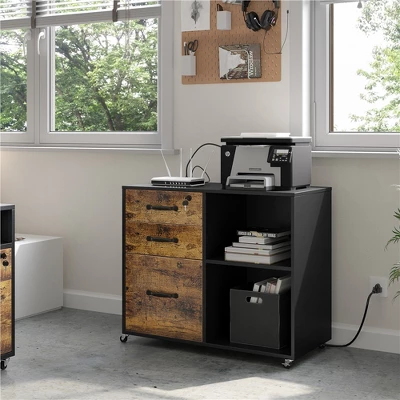 Yaheetech 3-Drawer Vintage File Cabinet With Socket And USB Charging Port Black/Rustic Brown 1 Yaheetech 3-Drawer Vintage File Cabinet With Socket And USB Charging Port Black/Rustic Brown