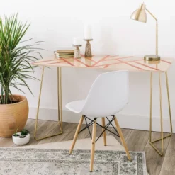 Elisabeth Fredriksson Art Deco Pink/Gold Desk - Deny Designs