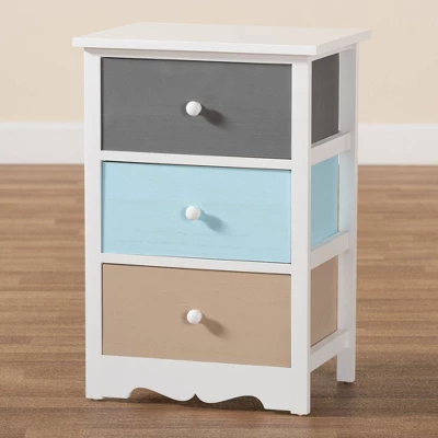Kalila Wood 3 Drawer Nightstand White - Baxton Studio 10 Kalila Wood 3 Drawer Nightstand White - Baxton Studio - Image 10