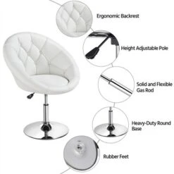 Yaheetech Height Adjustable Swivel Upholstered Round Accent Chair Barrel Chair -Baxton Studio Shop GUEST cde1a208 0273 4a6b b722 76c82de02448