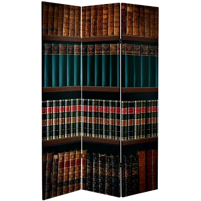 6" Double Sided Library Canvas Room Divider Brown - Oriental Furniture 1 6" Double Sided Library Canvas Room Divider Brown - Oriental Furniture
