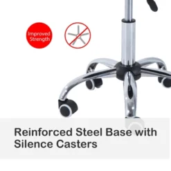 HOMCOM Crescent Rolling Salon Stool With Adjustable Height, Breathable Open Back, Foam Cushion Seat, And 5 Caster Wheels, Black -Baxton Studio Shop GUEST ce214844 5f19 41df ab85 17483c39af19