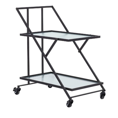 Industrial Metal Bar Cart Black - Olivia & May 1 Industrial Metal Bar Cart Black - Olivia & May