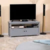 HOMCOM TV Cabinet Stand For TVs Up To 46 Inches, Entertainment Center With Storage Shelf And Cupboard For Living Room