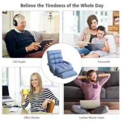 Costway Folding Floor Armchair W/6-position Adjustable Back & Lumbar Pillow Blue -Baxton Studio Shop GUEST cec82a8b cce6 41bd a067 d9902a66b5b7