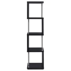 Baxter 4 Shelf Zig Zag Bookcase With Chrome Details - Coaster -Baxton Studio Shop GUEST cf553a61 44b1 4baa b9cc 2260429047d0