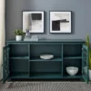 Bayland Transitional Double Fretwork Door Sideboard Antique Dark Teal - Saracina Home