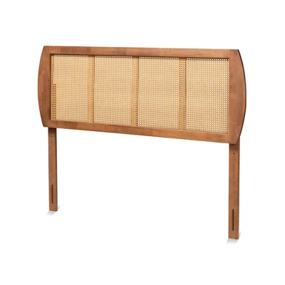 Harris Wood And Synthetic Rattan Headboard Walnut - Baxton Studio 6 Harris Wood And Synthetic Rattan Headboard Walnut - Baxton Studio - Image 6