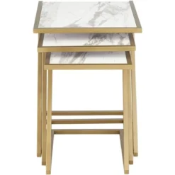 Kensington Hill Modern Gold Square Nesting Tables Set Of 3 19" Wide White Marble Tabletop For Living Room Bedroom Bedside Entryway 14 Kensington Hill Modern Gold Square Nesting Tables Set Of 3 19" Wide White Marble Tabletop For Living Room Bedroom Bedside Entryway -Baxton Studio Shop GUEST cff922e2 ca4d 4b06 8c5b 76fca250e4ad