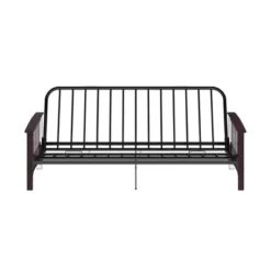 Full Size Holly Espresso Wood Arm Futon Frame With 6" Microfiber Mattress Tan - Room & Joy -Baxton Studio Shop GUEST d053ce8c 5fb2 4b1c bc82 7d4b62fc276f