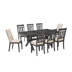 9pc Hayden Extendable Dining Set With 6 Slat Back Chairs And 2 Upholstered Chairs Slate - Crosley -Baxton Studio Shop GUEST d05632fc c410 476b a64d 4a45013ca748