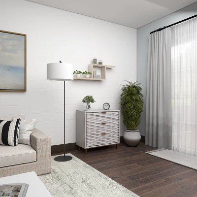 Contemporary Carved Woven Pattern 3 Drawer Wood Cabinet White - Olivia & May 11 Contemporary Carved Woven Pattern 3 Drawer Wood Cabinet White - Olivia & May - Image 11