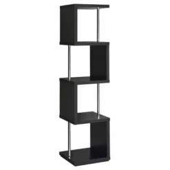 Baxter 4 Shelf Zig Zag Bookcase With Chrome Details - Coaster -Baxton Studio Shop GUEST d0614982 108b 46e0 b66f 991ef1cd719b