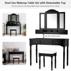 Costway 7 Drawers Vanity Set Dressing Table W/ Tri-Folding Mirror -Baxton Studio Shop GUEST d06da6d6 0348 40a8 ab6c 02b7bf3be176