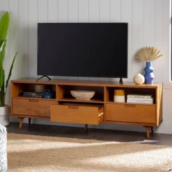 Cara 3 Drawer Mid-Century Modern 3 Drawer TV Stand For TVs Up To 80" - Saracina Home -Baxton Studio Shop GUEST d0c50bac b70e 4f4a 80ee 5b7b6555975b