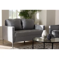 Baxton Studio Clara Velvet Fabric Upholstered 2 Seater Loveseat Gray - BaxtonStudio -Baxton Studio Shop GUEST d11513a1 06f9 4488 8297 da88cd3e3761