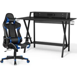Tangkula Gaming Desk& Massage Gaming Chair Set Gamer Workstation With Headphone Hook -Baxton Studio Shop GUEST d18c2c64 faff 412d a936 786b53c75df5