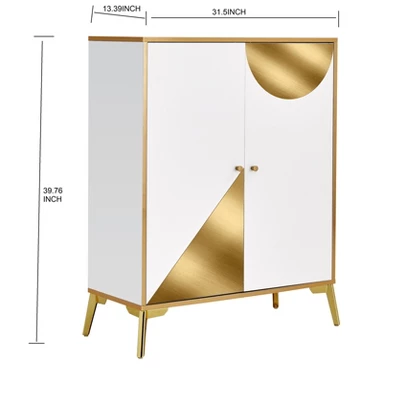Modern Elegant Storage Cabinet, Gold+White - ModernLuxe 2 Modern Elegant Storage Cabinet, Gold+White - ModernLuxe - Image 2