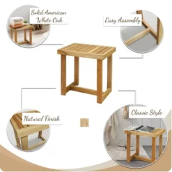 18"H Solid White Oak Mini Bench - Flora Home -Baxton Studio Shop GUEST d2d200ff 5ee0 4500 9a5e ca950e562fb4