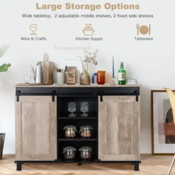 Costway Kitchen Buffet Storage Cabinet Sideboard W/ Sliding Barn Doors Adjustable Shelf 13 Costway Kitchen Buffet Storage Cabinet Sideboard W/ Sliding Barn Doors Adjustable Shelf -Baxton Studio Shop GUEST d2ef47e0 7e4b 4b96 a845 6a2bd990ef1e