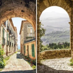 6" Double Sided European Village Canvas Room Divider Green - Oriental Furniture -Baxton Studio Shop GUEST d353cd05 cf07 4792 a3f3 4b785f34f474