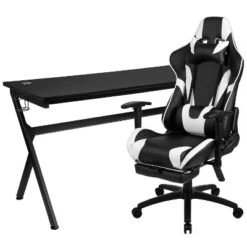 Flash Furniture Gaming Desk And Footrest Reclining Gaming Chair Set - Cup Holder/Headphone Hook/Removable Mouse Pad Top/Wire Management -Baxton Studio Shop GUEST d417143d 9ea0 4bbc a683 6a25c31dde1d