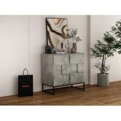 Adams 2-doors Cement Gray Cabinet With 1 Adjustable Inner Shelves - The Pop Home -Baxton Studio Shop GUEST d4189afa 0f28 4040 9fce a3677ff5939c