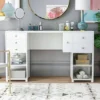 Linsell Glam 6 Drawer Vanity Table Luminous White - MiBasics