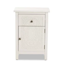Lambert Wood 1 Drawer Nightstand White - Baxton Studio