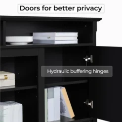 Yaheetech 31in Height Tall Modern TV Stand Media TV Console Black 11 Yaheetech 31in Height Tall Modern TV Stand Media TV Console Black -Baxton Studio Shop GUEST d55a6403 37bb 47de 87c0 09cd1a3d161e