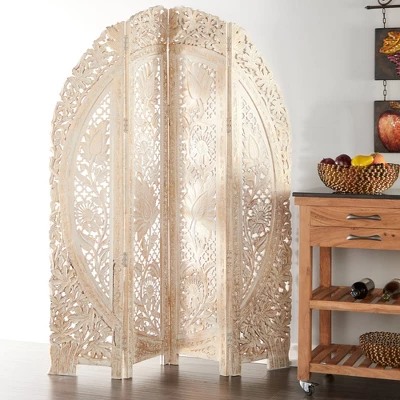 Eclectic Wood Room Divider Screen White - Olivia & May 19 Eclectic Wood Room Divider Screen White - Olivia & May - Image 19
