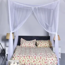 4 Corner Post Bed Canopy Mosquito Net Full Queen King Size Netting Bedding White -Baxton Studio Shop GUEST d60acd74 04f9 43e5 8f86 655555b9ac8e
