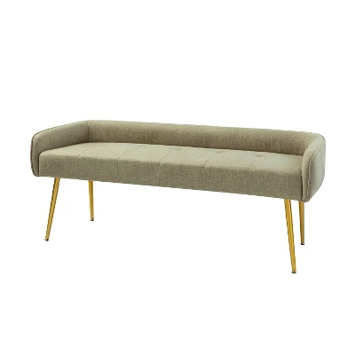Emilio Modern 55.25" Wide Upholstered Low Back Bench With Sturdy Golden Metal Tapered Leg| ARTFUL LIVING DESIGN 1 Emilio Modern 55.25" Wide Upholstered Low Back Bench With Sturdy Golden Metal Tapered Leg| ARTFUL LIVING DESIGN