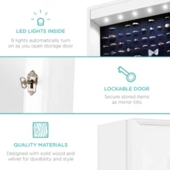 Best Choice Products 6-Tier Standing Mirror Lockable Storage Organizer Cabinet Armoire W/ LED Lights -Baxton Studio Shop GUEST d6439492 b0d9 465d 9d99 83997e77f5c5