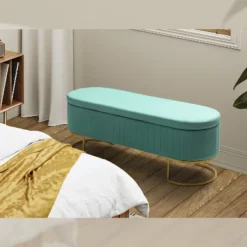 Nuria 50" Wide Modern Upholstered Flip Top Storage Bench With Golden Metal C-shaped Sled Legs For Living Room | ARTFUL LIVING DESIGN 21 Nuria 50" Wide Modern Upholstered Flip Top Storage Bench With Golden Metal C-shaped Sled Legs For Living Room | ARTFUL LIVING DESIGN -Baxton Studio Shop GUEST d6460dcf b332 4c40 9acb 4d1ef435d994